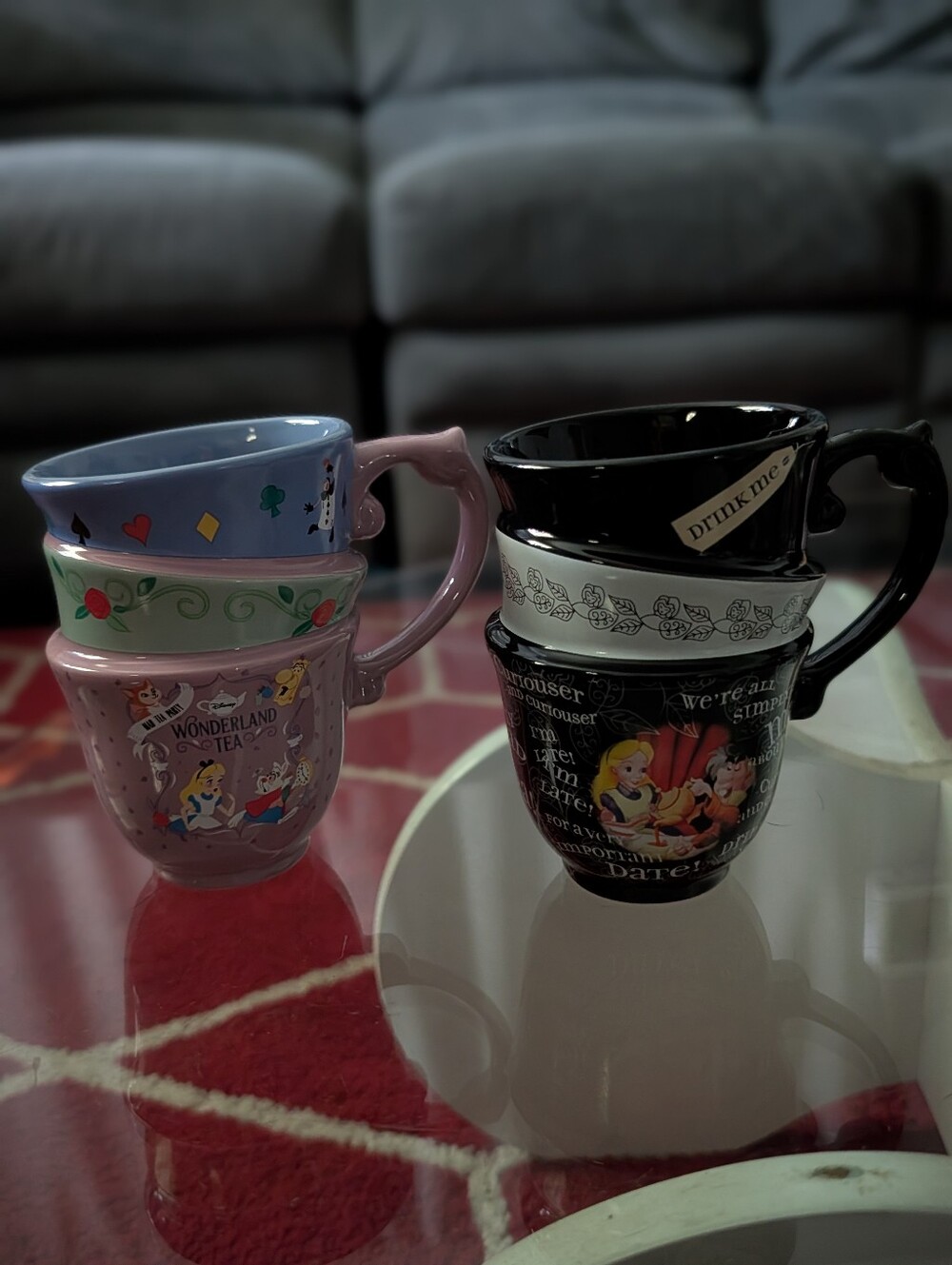 Alice In Wonderland Stacked Mugs Set Of 2